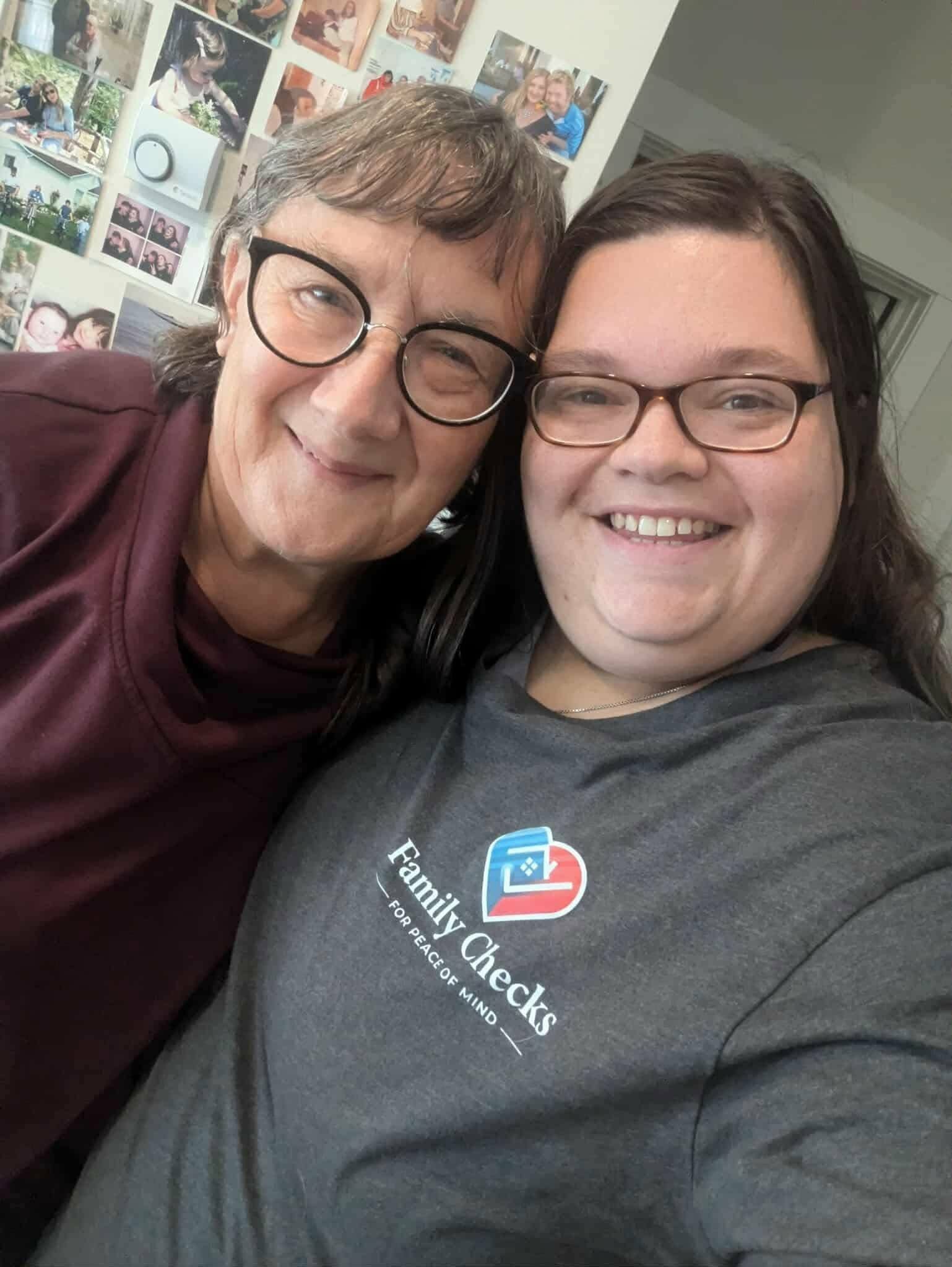 Family Checks caregiver spending time with a client.